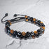 Luxuriöses Armband mit zweireihigem Perlenmuster – Tigerauge, Hämatit und Onyx für Energie, Erdung und Gelassenheit